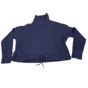 Sweaty Betty Sweatshirt Womens Navy US 8-10 Boucle Funnel Neck Cropped Pullover
